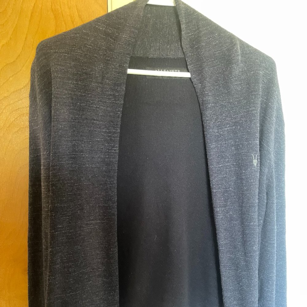 Postmark - AllSaints All Saints Blue / Black Open Cardigan Sweater Size Small